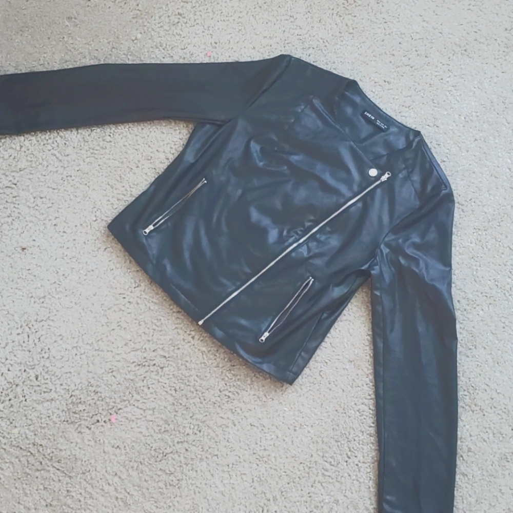 Zip Up PU Leather Jacket